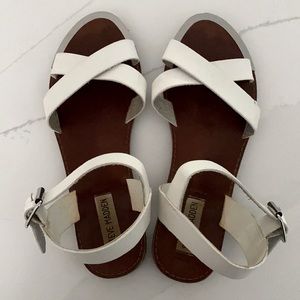 White sandals with ankle strap